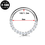 Titanium Hinged Segment Hoop Rings with Cz Paved Front