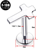 ASTM F136 Titanium 16G Lip Ring Flat Cross Top Labret Piercing