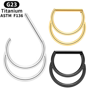 16G Titanium Nose Ring Hinged Segment D Ring Hoop Piercing