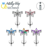 Colorful Zircon Titanium Nose Stud & Earring Set