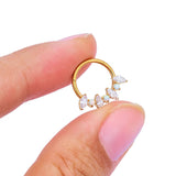 Titanium Hinged Segment Hoop Earring with CZ Paved Tragus Ear Lip Nos