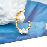 Titanium Hinged Segment Hoop Earring with CZ Paved Tragus Ear Lip Nos