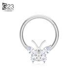 Titanium Hinged Segment Hoop CZ Paved Tragus Ear Ring