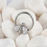 Titanium Hinged Segment Hoop CZ Paved Tragus Ear Ring