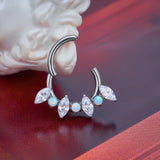 Titanium Hinged Segment Hoop Earring with CZ Paved Tragus Ear Lip Nos