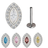 ASTM F136 Titanium Oval CZ Center Threaded Studs
