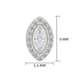 ASTM F136 Titanium Oval CZ Center Threaded Studs