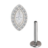 ASTM F136 Titanium Oval CZ Center Threaded Studs
