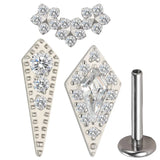 ASTM F136 Titanium Labret Ear Lip Stud CZ Paved Top Stone Cartilage Tragus