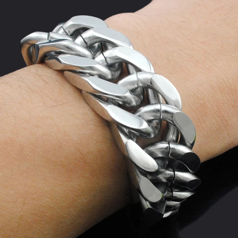 20mm Punk 316L Stainless Steel Bracelet Men Biker Chain Heavy Bracelet
