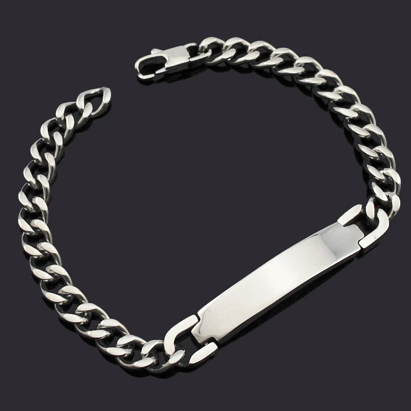 Stainless Steel Personalized ID Bracelet for Men Women