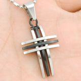Biker Men Women Small Cross Pendant Necklace 316L Stainless Steel