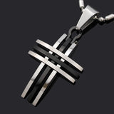 Biker Men Women Small Cross Pendant Necklace 316L Stainless Steel