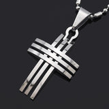 Biker Men Women Small Cross Pendant Necklace 316L Stainless Steel