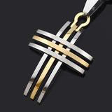 Biker Men Women Small Cross Pendant Necklace 316L Stainless Steel