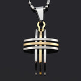 Biker Men Women Small Cross Pendant Necklace 316L Stainless Steel