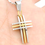 Biker Men Women Small Cross Pendant Necklace 316L Stainless Steel