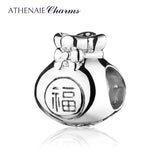 925 Silver Chinese Blessing Bag Charms Beads