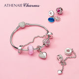 925 Silver Clear CZ Love Hearts Safety Chain Charms Beads DIY Jewelry