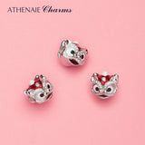 925 Silver CZ Mixed Enamel Lion Dance Charms Red Beads for Bracelets