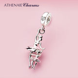925 Silver Dancer Charms Clear CZ Ballet Mother-Daughter Dangle Charm
