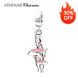 925 Silver Dancer Charms Clear CZ Ballet Mother-Daughter Dangle Charm