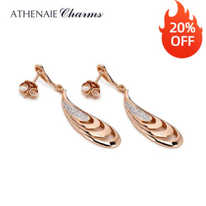925 Silver Rose Droplet Drop Earrings Openwork Women's Party Jewelry