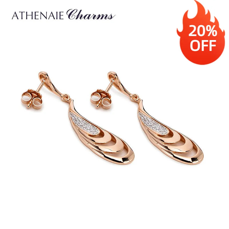 925 Silver Rose Droplet Drop Earrings Openwork Women's Party Jewelry