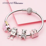 925 Silver Teddy Bear Heart Charm for Bracelet & Necklace