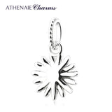 925 Silver Enamel Zircon Daisy Dangle Charms Pendant
