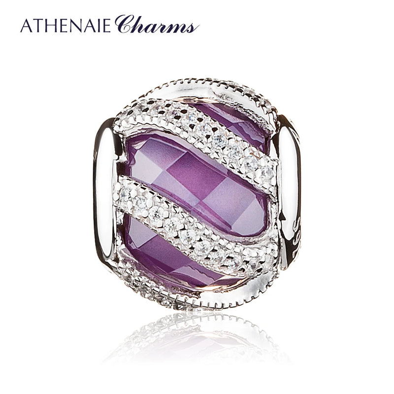 925 Silver Nature's Radiance Purple Charm Beads European Bracelet DIY Jewelry