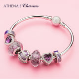 925 Silver Nature's Radiance Purple Charm Beads European Bracelet DIY Jewelry