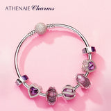 925 Silver Nature's Radiance Purple Charm Beads European Bracelet DIY Jewelry