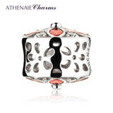 925 Silver Clear & Red/Pink CZ Floral Bead Charm