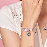 925 Silver Pink Enamel Love Travel Bag Charms for Bracelet