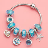 925 Silver Dolphin Sky CZ Pendant Charm for Bracelets & Bangle