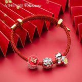 925 Silver Red Enamel Chinese Wealth Ingot Charm for Bracelet