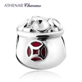 925 Silver Red Enamel Chinese Wealth Ingot Charm for Bracelet