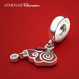 925 Silver Red Enamel Chinese Cloud Charms Pendant for Bracelet