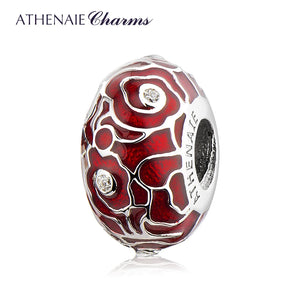 925 Silver Red Enamel Chinese Lucky Cloud Charms for Women
