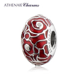 925 Silver Red Enamel Chinese Lucky Cloud Charms for Women