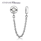 925 Silver Ring Conection Safety Chain Charms for Euro Charms Beads