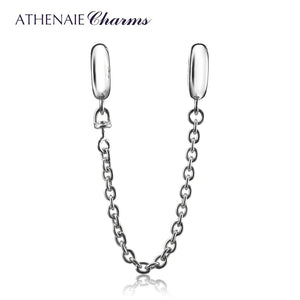 925 Silver Ring Conection Safety Chain Charms for Euro Charms Beads