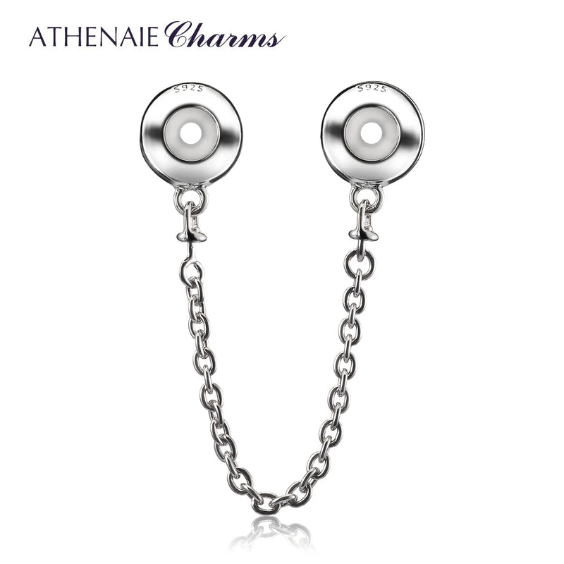 925 Silver Ring Conection Safety Chain Charms for Euro Charms Beads