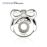 925 Silver Red CZ Bow Clip Spacer Charm