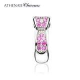925 Silver Red CZ Bow Clip Spacer Charm