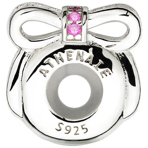 925 Silver Red CZ Bow Clip Spacer Charm