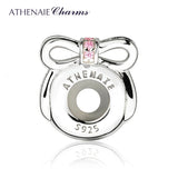 925 Silver Red CZ Bow Clip Spacer Charm