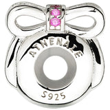 925 Silver Red CZ Bow Clip Spacer Charm