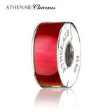 925 Silver Clip Spacer CZ Enamel Charm Beads Red/White